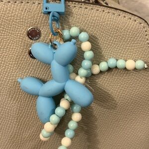 Blue Balloon Dog Keychain with Beaded Strap